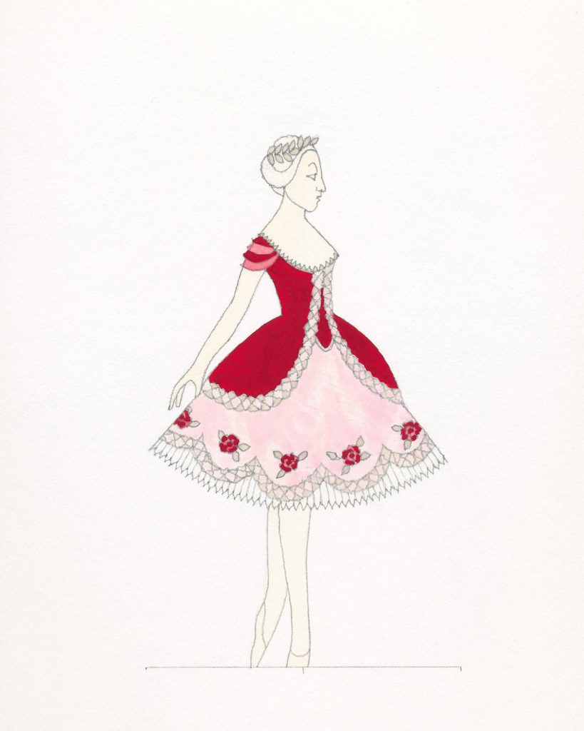 ABT Sleeping Beauty Princess Aurora costume sketch for the rose adagio by Richard Hudson