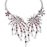 VCARN6DD00 FEU D’ARTIFICE Necklace set in White Gold with a DIF Diamond of 1.52 carats, Rubies and Diamonds