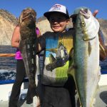 Yellowtail and a Calico Bass off Catalina-Child