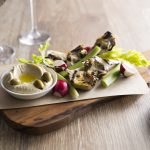 Grilled Artichokes with Preserved Lemon Hummus