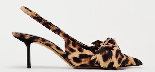 Animal Print Slingback Shoes with Bow